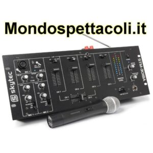 Mixer amplificato a 6 canali con radiomicrofono ed effetto voce