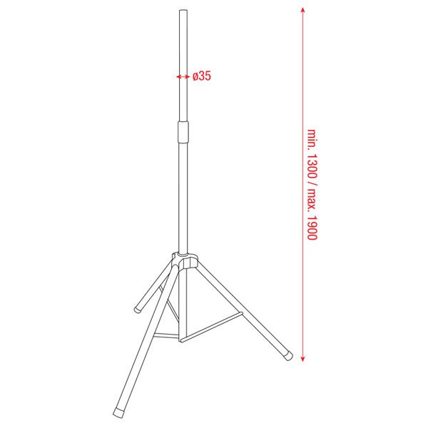 Air Pressure Speaker Stand 35mm Alluminio 1300-1900mm carico massimo 40Kg