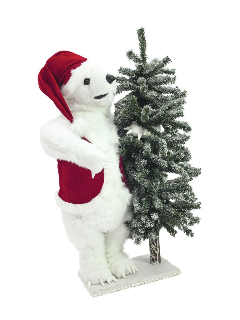 EUROPALMS Polar bear, with snowy fir, 105cm