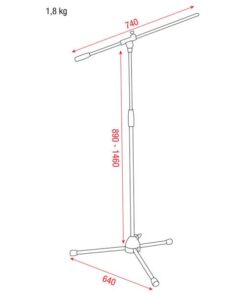 Eco Microphones stand with boom arm 890-1.460 mm componente base in plastica
