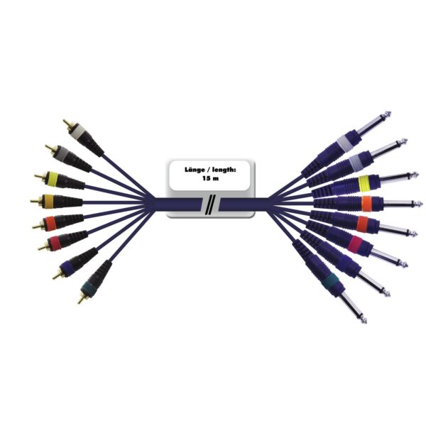 OMNITRONIC Snake cable 8xRCA/8xJack mono 15m
