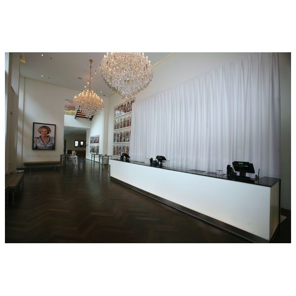 P&D Curtain - Medium Gloss Satin Con pieghe, 300(l) x 300(h)cm, 300 Gram/M2, Bianco
