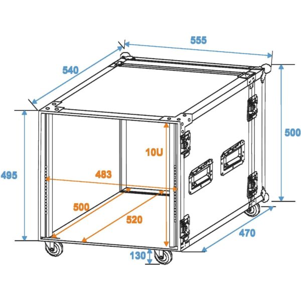 ROADINGER Rack Profi 10U 45cm with wheels