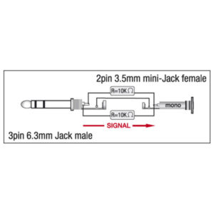XGA12 - Jack/M stereo > Mini Jack/F Inclusi 2 resistori da 10 kilo-Ohm