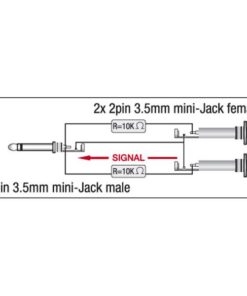 XGA40 - Mini Jack/M > 2 x Mini Jack/F Inclusi 2 resistori da 10 kilo-Ohm
