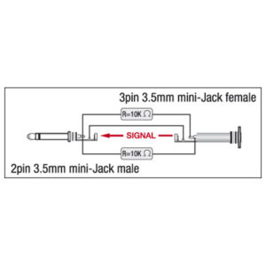 XGA43 - Mini Jack/M mono > Mini Jack/F Inclusi 2 resistori da 10 kilo-Ohm