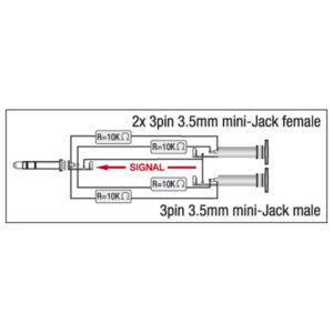 XGA44 - Mini Jack/M stereo ></noscript> 2 x Mini Jack/F Inclusi 4 resistori da 10 kOhm
