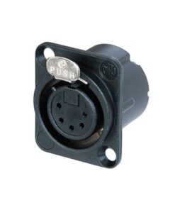 XLR 5p. Chassis Female Contatti in argento, alloggiamento in metallo nero