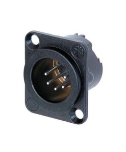 XLR 5p. Chassis Male Contatti in argento, alloggiamento in metallo nero