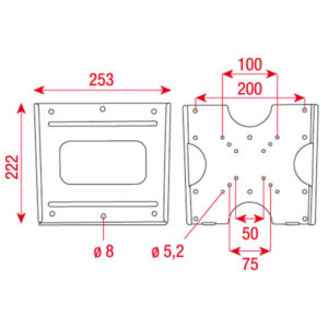 LCD-203 LCD Bracket Flatmount per 17" - 32" - Fino a VESA 200, Nero