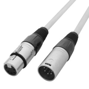 10m 5-Pin Male XLR - 5-Pin Female XLR DMX Cable (White Sheath)