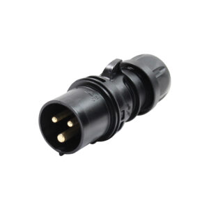 16A 230V 2P+E Black Plug (013-6X)