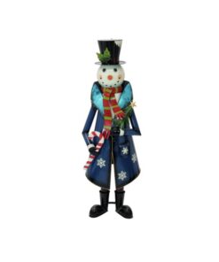EUROPALMS Snowman with Coat, Metal, 150cm, blue