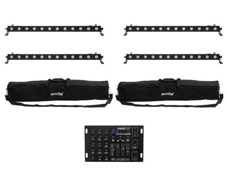 EUROLITE Set 4x LED BAR-12 QCL RGBA + 2x Soft Bag + Controller