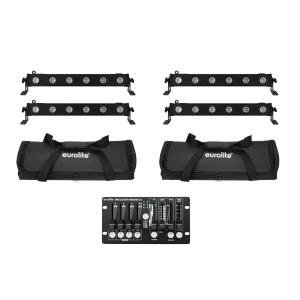 EUROLITE Set 4x LED BAR-6 QCL RGBW + 2x Soft Bag + Controller