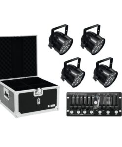 EUROLITE Set 4x LED PAR-56 HCL bk + Case + Controller