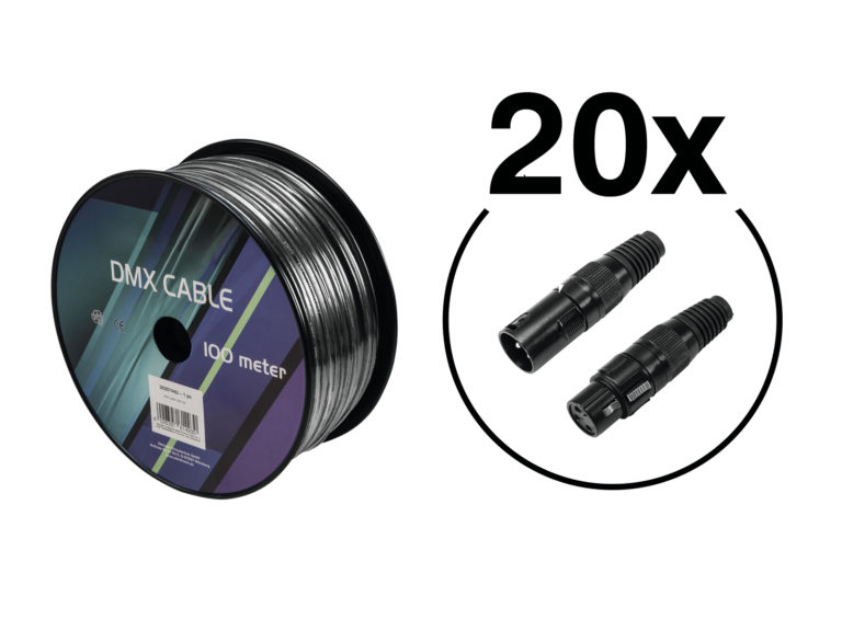EUROLITE Set DMX cable 2x0.22 100m sw + 40 connectors