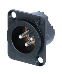 XLR 3p. Chassis Male Contatti in argento, alloggiamento in metallo nero