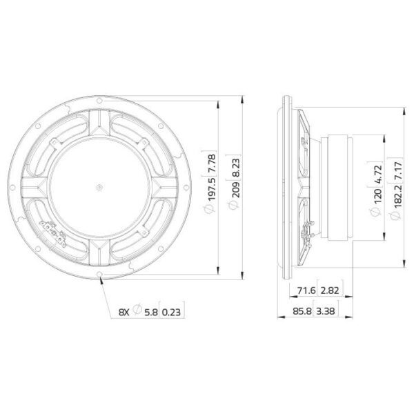 LAVOCE SSF081.50 8" Subwoofer Ferrite Magnet Steel Basket Driver