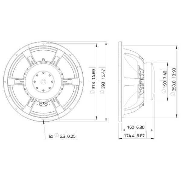 LAVOCE WAF153.00 15" Woofer Ferrite Magnet Aluminium Basket Driv