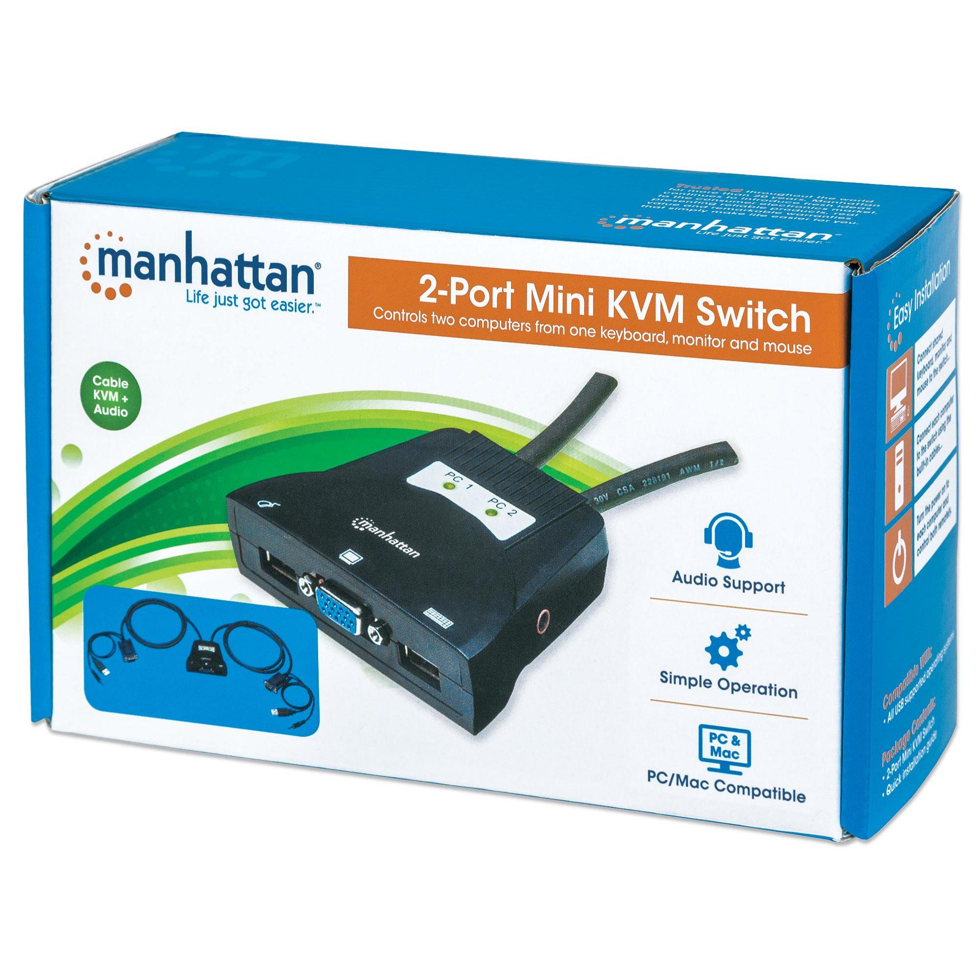 Mini KVM Switch 2 Porte USB con Audio