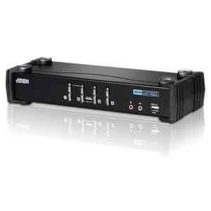 Switch KVM USB DVI a 4 Porte con Audio e Hub USB, CS1764A