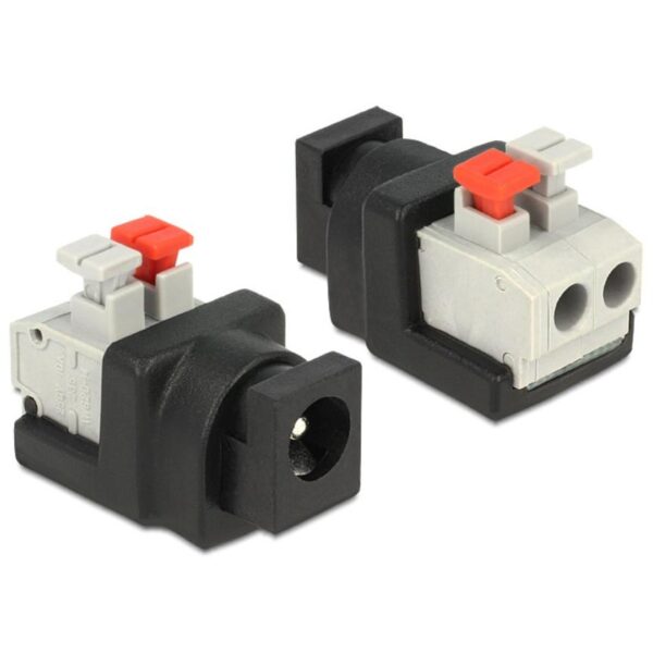 Adattatore DC 2.1x5.5mm Femmina Terminal Block 2 pin con Pulsante