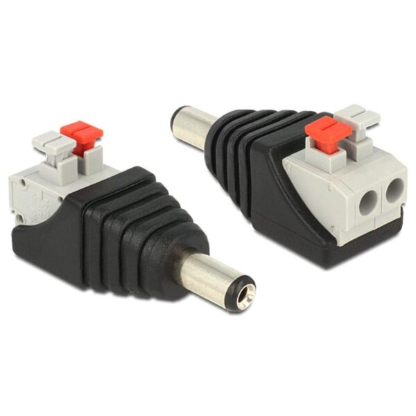 Adattatore DC 2.1x5.5mm Maschio Terminal Block 2 pin con Pulsante