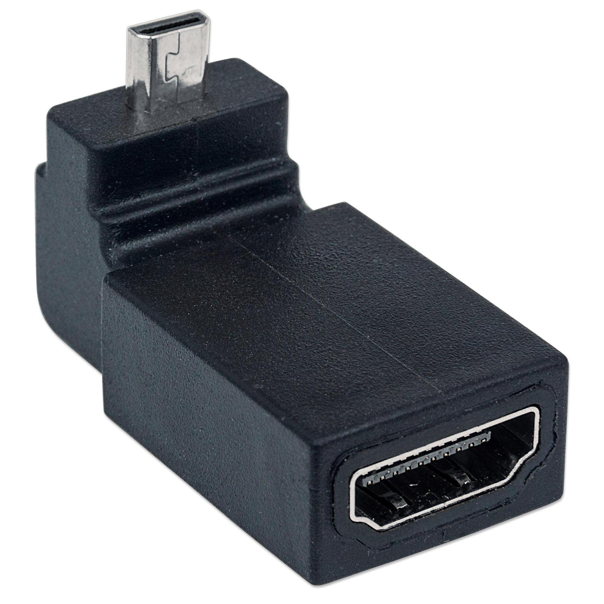 Adattatore HDMI A Femmina / Micro D Maschio Angolato Nero