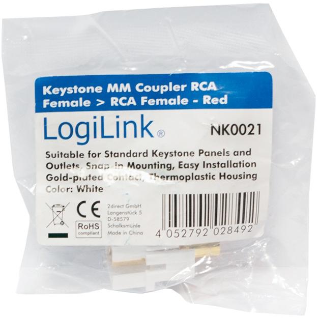 Adattatore Keystone RCA Femmina / RCA Femmina Rosso Stereo Audio