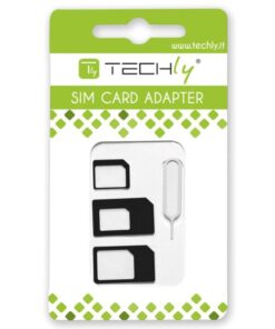 Adattatore Scheda SIM (4 in 1) nano-SIM, Micro-SIM e SIM Nero