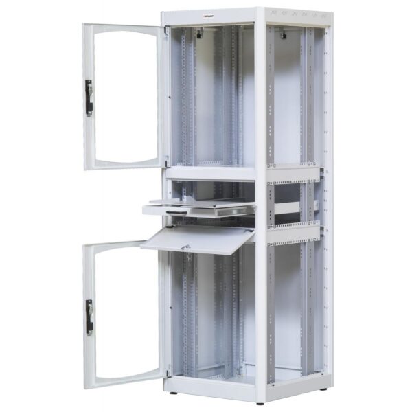 Armadio Rack 19'' 600x600 38U con Ripiano Tastiera Grigio