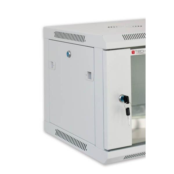 Armadio Rack 19'' a muro 12 unità prof.600 Grigio da Assemblare Techly