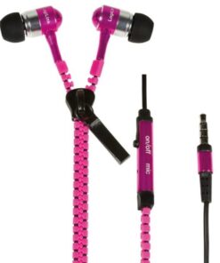 Auricolari Stereo Zipper con Microfono e Telecomando Fucsia