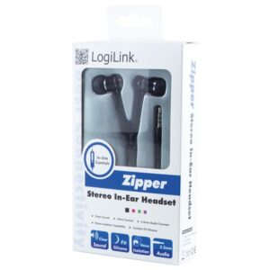 Auricolari Stereo Zipper con Microfono e Telecomando Neri