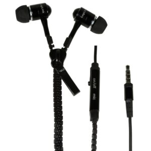 Auricolari Stereo Zipper con Microfono e Telecomando Neri