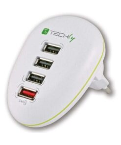 Caricatore USB 4 porte 2,5A Smartphone/Tablet Bianco