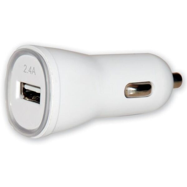 Caricatore da Auto 1p USB con uscita 5V / 2.4Ah Bianco