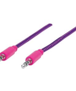 Cavo Audio con Guaina Intrecciata 1m Viola/Fucsia con Blister