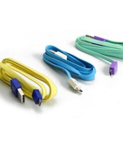 Cavo Flat USB AM a Micro USB M 1m Verde Acqua / Viola