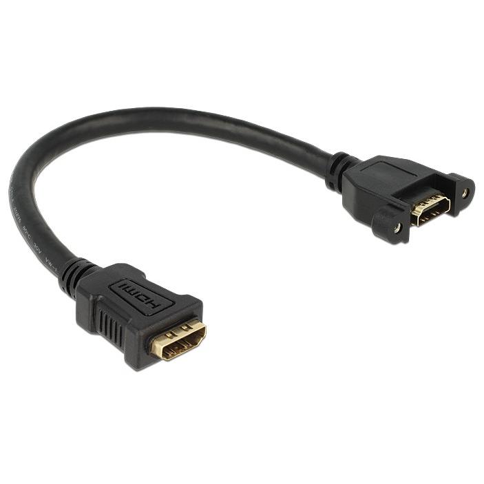 Cavo HDMI High Speed 19 pin Femmina / Femmina da Pannello 25cm Nero