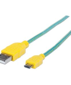 Cavo Micro USB Guaina Intr. USB2.0 A M/MicroB M 1m Azzurro/Giallo
