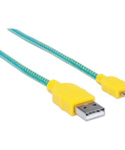 Cavo Micro USB Guaina Intr. USB2.0 A M/MicroB M 1m Azzurro/Giallo