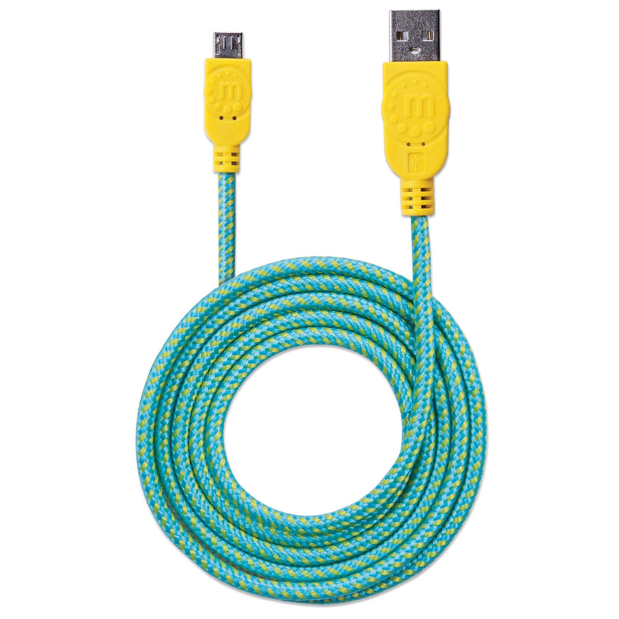 Cavo Micro USB Guaina Intr. USB2.0 A M/MicroB M 1m Azzurro/Giallo