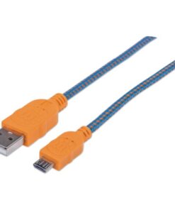 Cavo Micro USB Guaina Intrecciata USB2.0 A M/MicroB M 1m Blu/Arancio