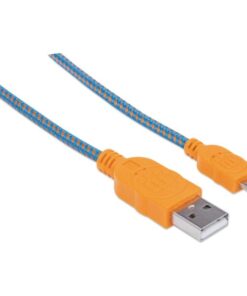 Cavo Micro USB Guaina Intrecciata USB2.0 A M/MicroB M 1m Blu/Arancio