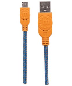 Cavo Micro USB Guaina Intrecciata USB2.0 A M/MicroB M 1m Blu/Arancio