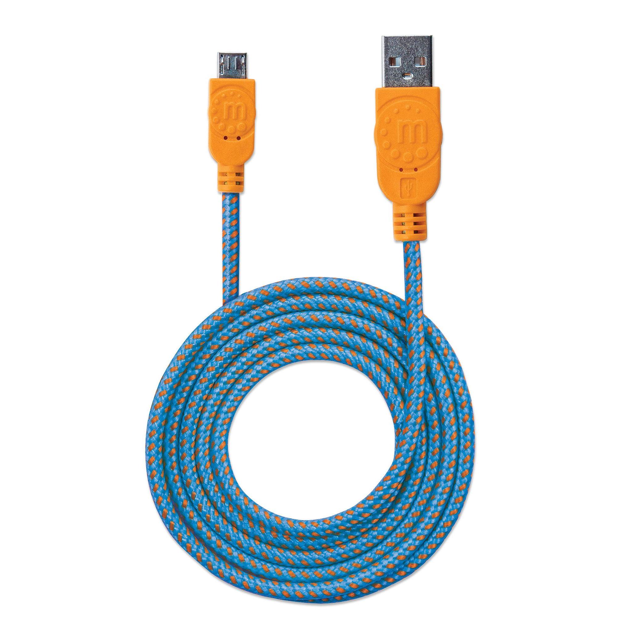Cavo Micro USB Guaina Intrecciata USB2.0 A M/MicroB M 1m Blu/Arancio