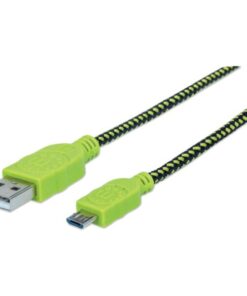 Cavo Micro USB Guaina Intrecciata USB2.0 A M/MicroB M 1m Nero/Verde