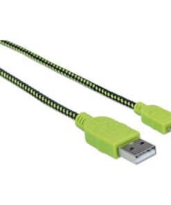 Cavo Micro USB Guaina Intrecciata USB2.0 A M/MicroB M 1m Nero/Verde